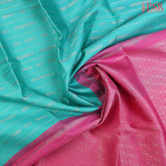 Turquoise Jute Soft Silk Saree