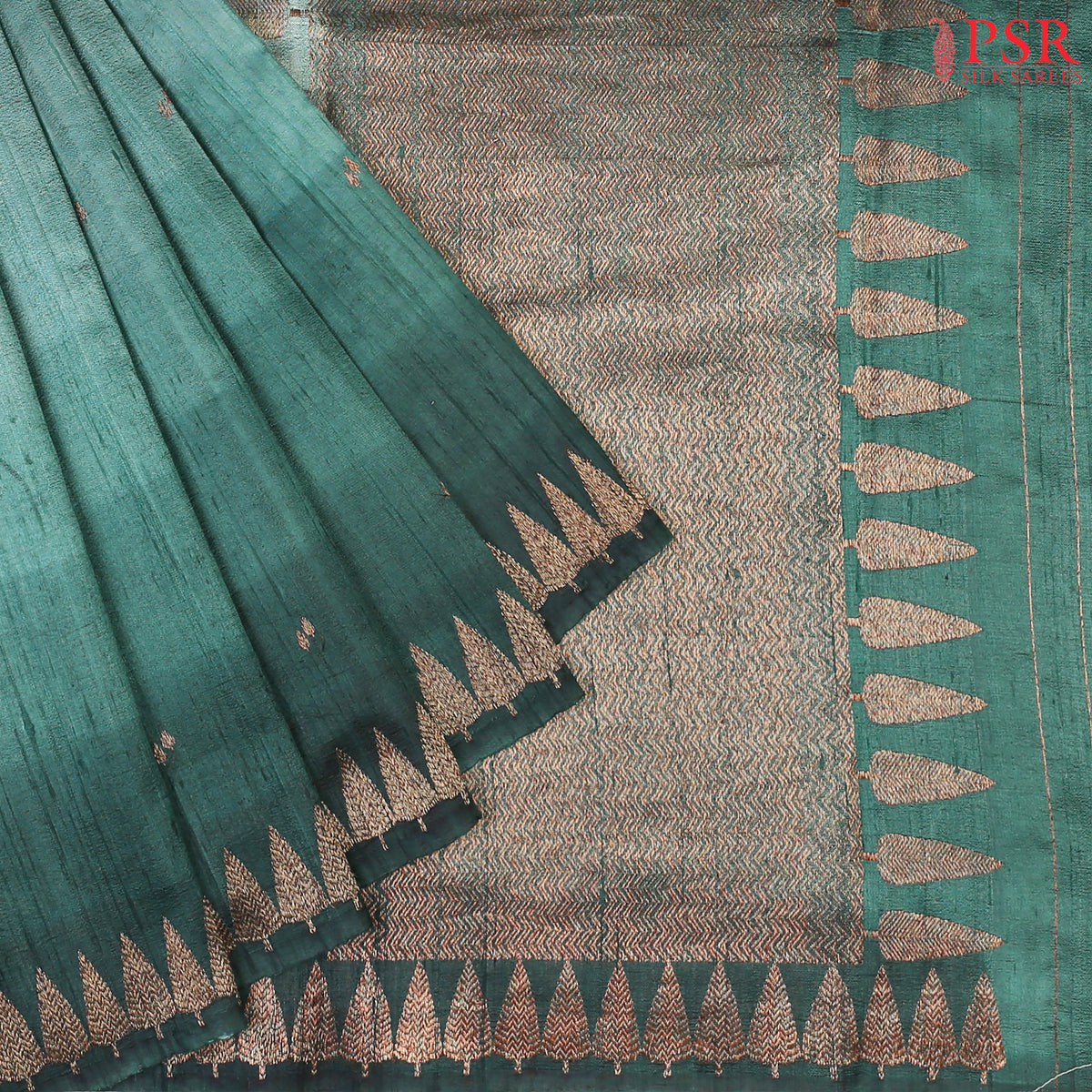 Shades Of Mint Banaras Jute Silk Saree