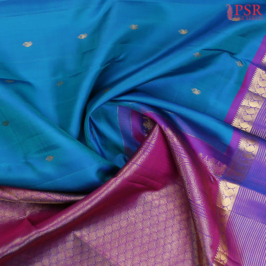 Azure Blue Kanchipuram Silk Saree