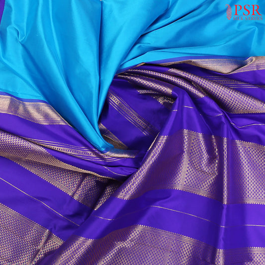 Cerulean Blue Nine Yards Silk Saree