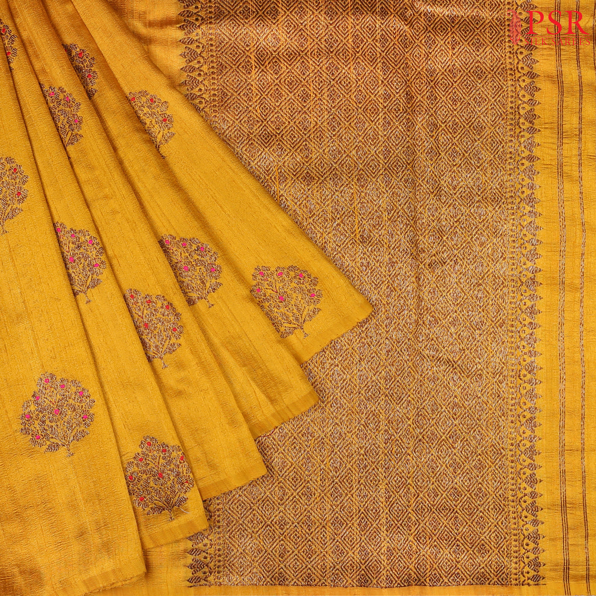 Mustard Yellow Banaras Jute Silk Saree