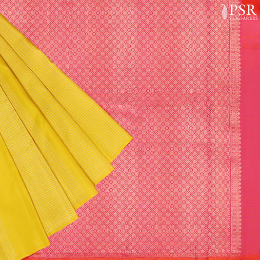 Amber Yellow Kanchipuram Silk Saree