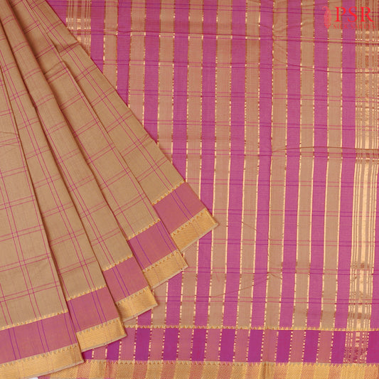 Tan Mangalagiri Cotton Saree