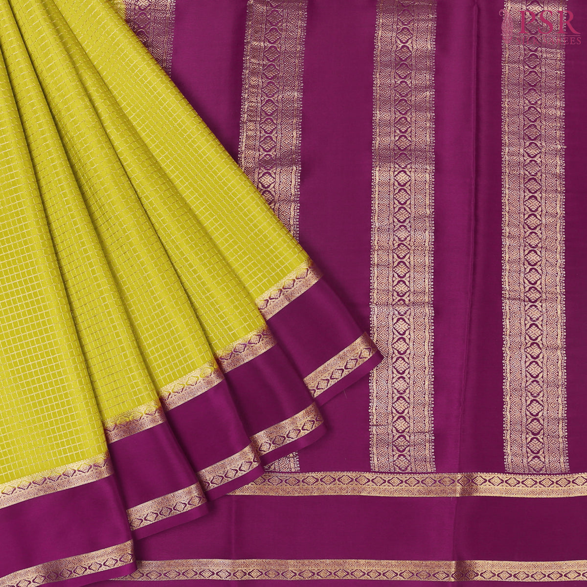 Chartreuse Mysore Silk Saree