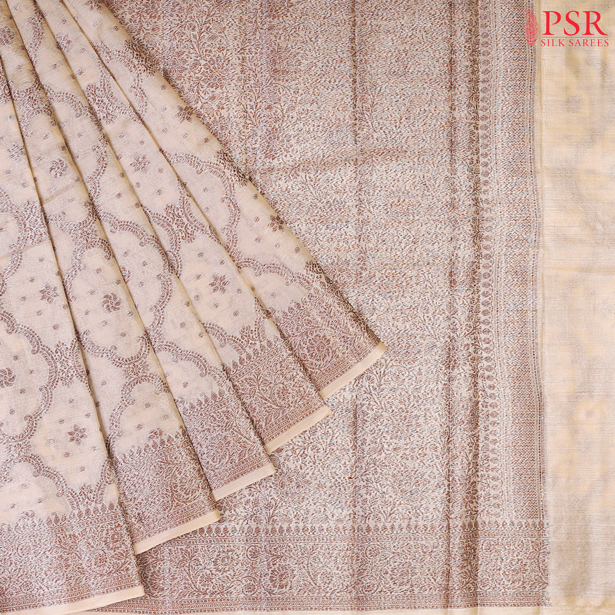 Beige Banaras Tussar Silk Saree