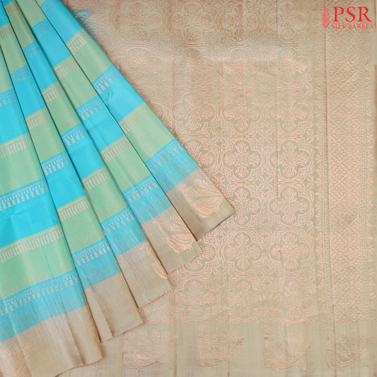 Light Blue & Green Soft Silk Saree