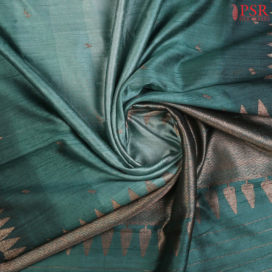 Shades Of Mint Banaras Jute Silk Saree