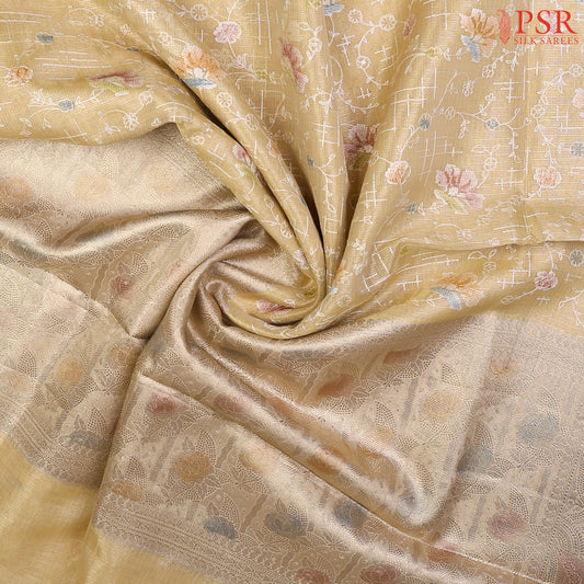 Golden Yellow Tissue Embroidery Saree