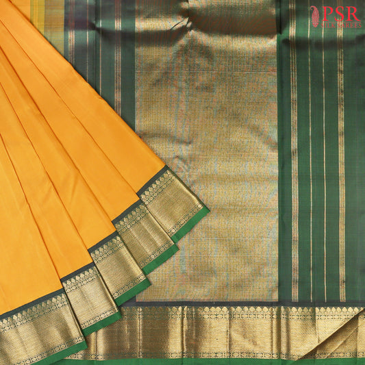 Amber Yellow Kanchipuram Silk Saree