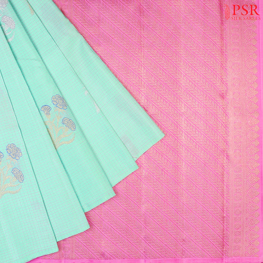 Mint Turquoise Kanchipuram Silk Saree