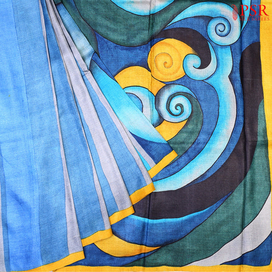 Tint Of Blue Kadhi Tussar Silk Saree