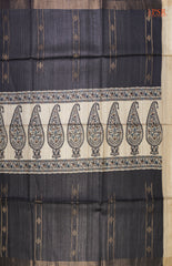 Shadow Black & Beige Kadhi Tussar Silk Saree