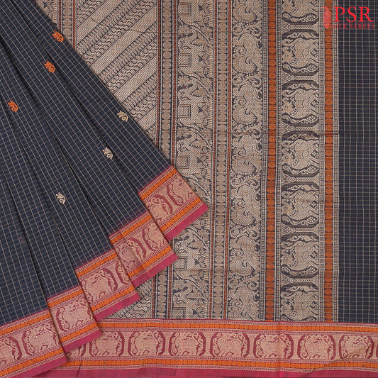 Dark Blue Kalakshetra Kovai Cotton Saree