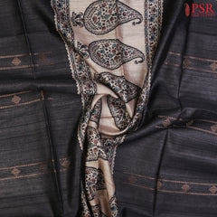 Shadow Black & Beige Kadhi Tussar Silk Saree