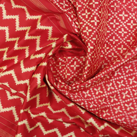 Red Pochampally Ikat Silk Saree