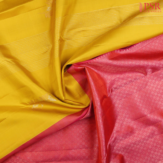 Amber Yellow Kanchipuram Silk Saree