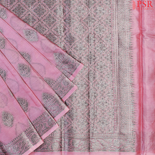 Taffy Pink Banaras Tussar Silk Saree