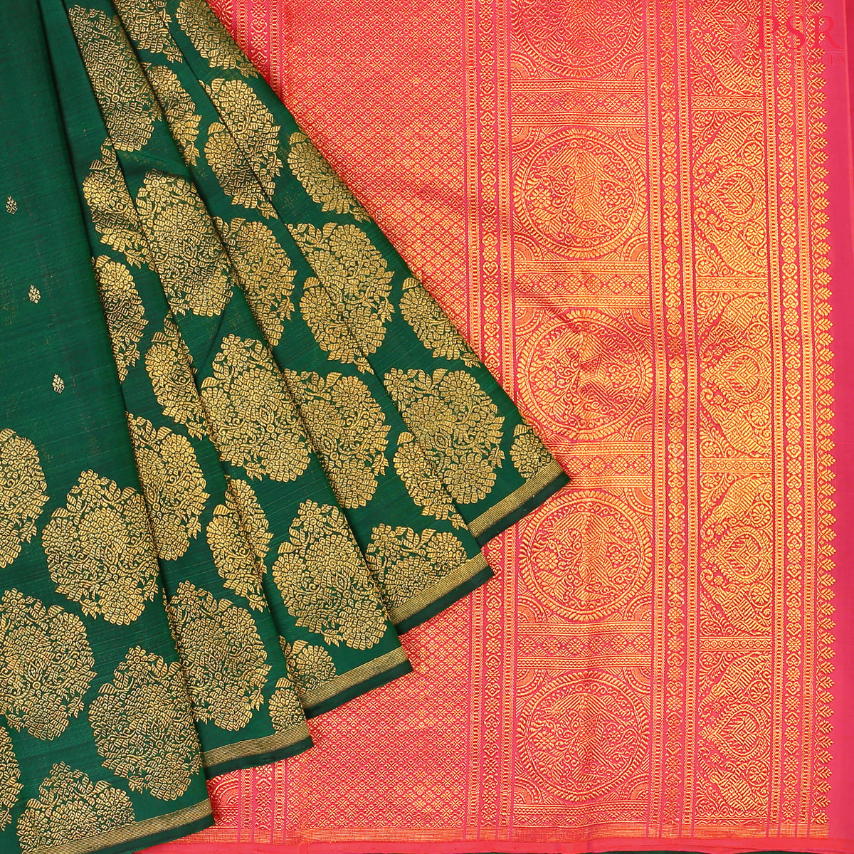 Dark Green Kanchipuram Silk Saree