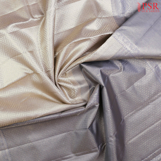 Light Beige Grey Kanchipuram Silk Saree