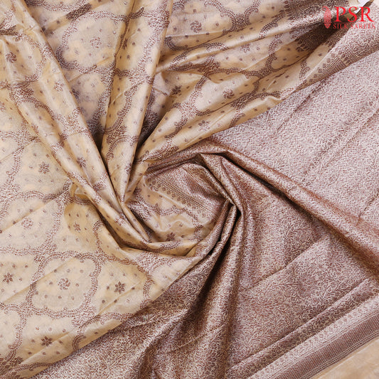 Beige Banaras Tussar Silk Saree