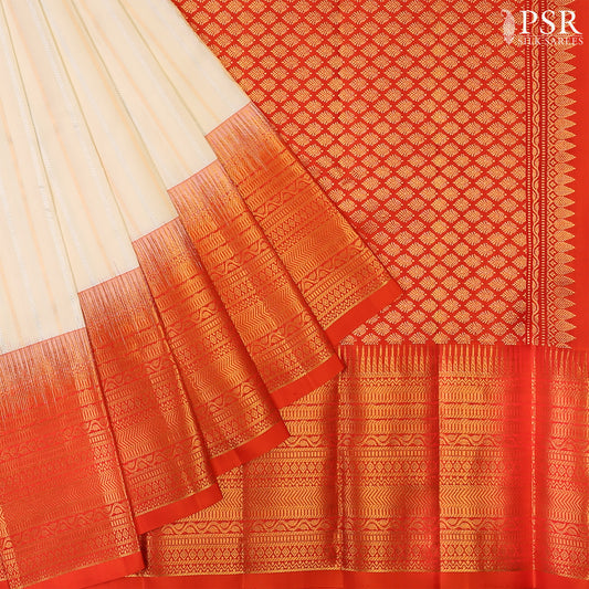 Cream Beige Kanchipuram Silk Saree