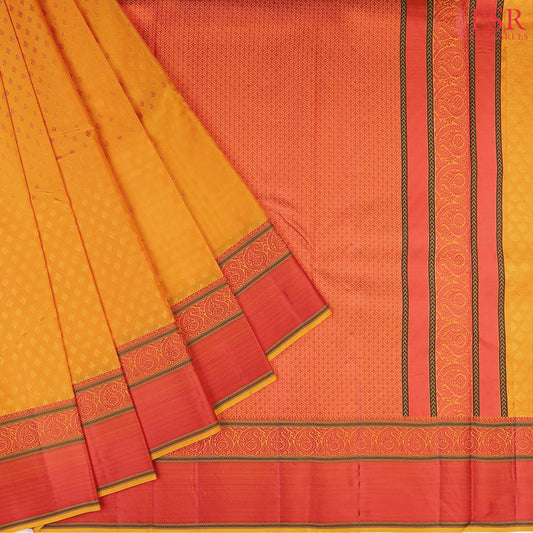 Marigold Yellow Kadiyal silk saree