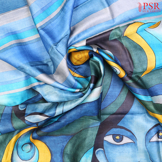 Tint Of Blue Kadhi Tussar Silk Saree