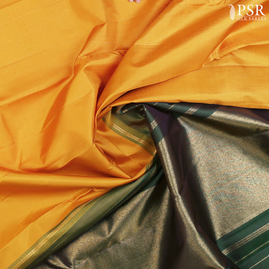 Amber Yellow Kanchipuram Silk Saree