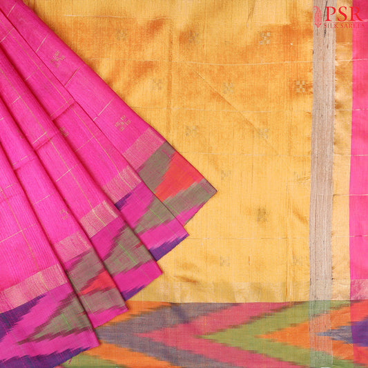 Magenta Pink Kadhi Tussar Silk Saree