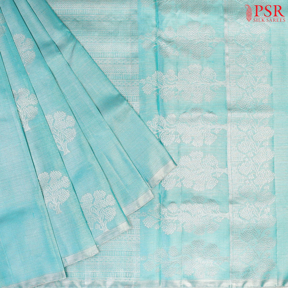 Tiffany Blue Soft Tissue Silk Saree