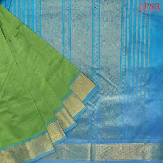 Chartreuse Green Cotton Silk Saree