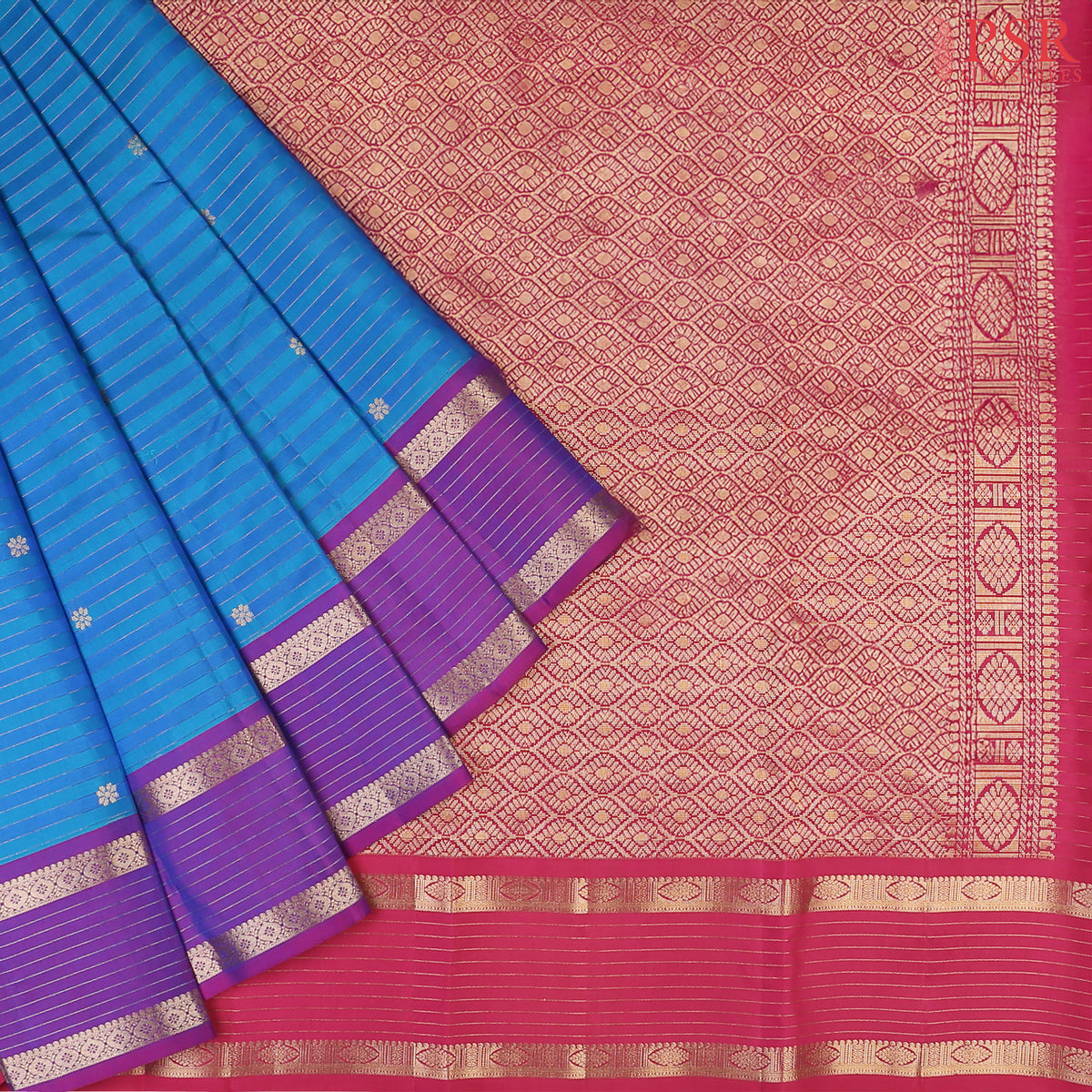 Blue Fancy Kanchipuram Silk Saree