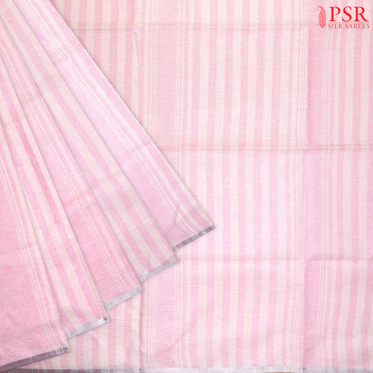 Light Pink & White Linen Saree