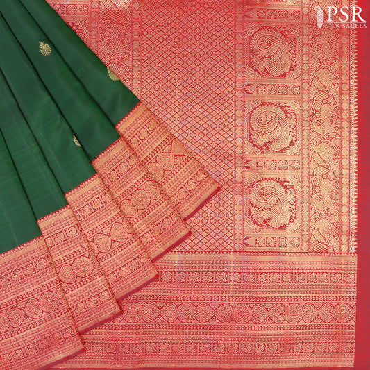 Dark Green Kanchipuram Silk Saree