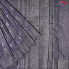 Charcoal Blue Banaras Tussar Silk Saree