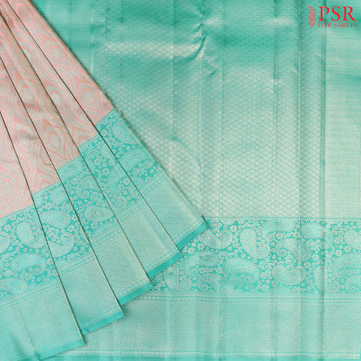 Candlelight Peach Kanchipuram Silk Saree