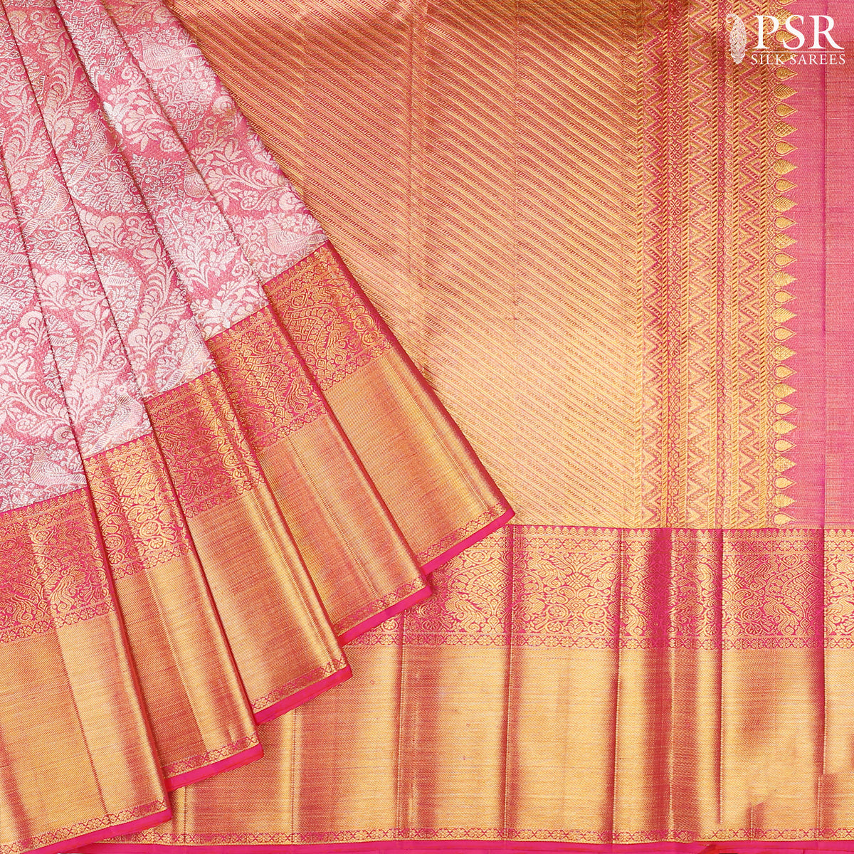 Cyclamen Pink Kanchipuram Silk Saree