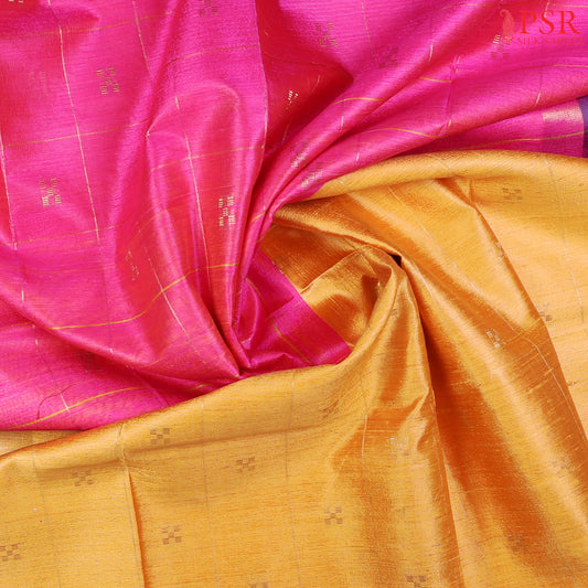 Magenta Pink Kadhi Tussar Silk Saree