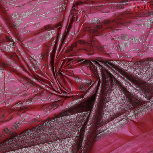 Mulberry Pink Banaras Tussar Silk Saree