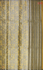 Olive Yellow Banaras Tussar Silk Saree