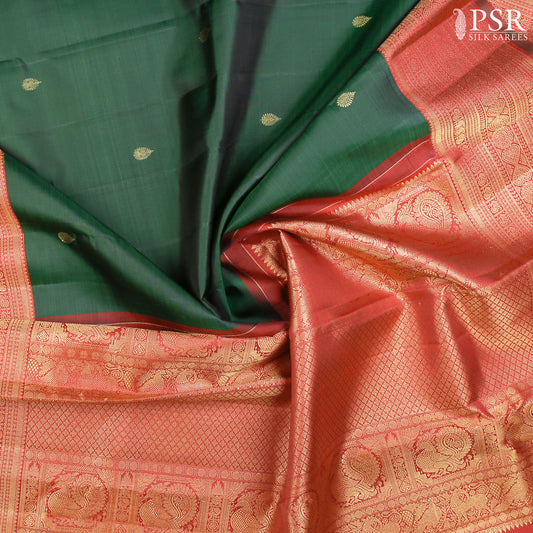 Dark Green Kanchipuram Silk Saree