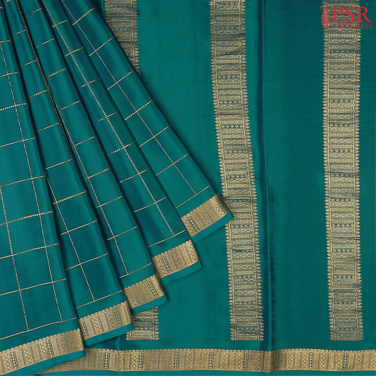 Teal Blue Mysore Silk Saree