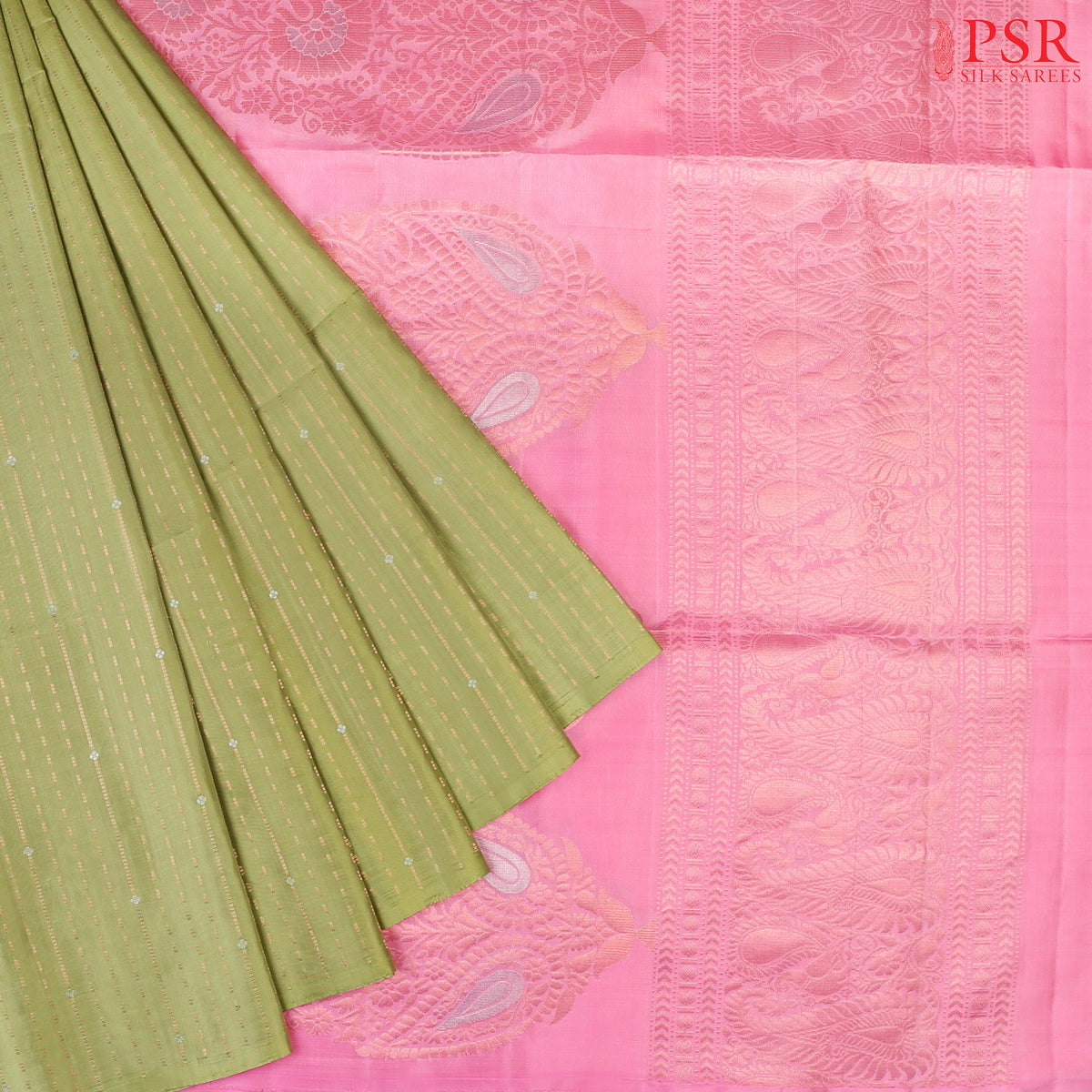 Pear Green Soft Silk Saree