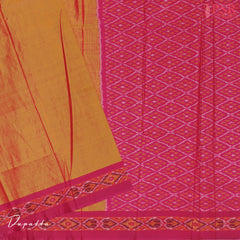 Dark Magenta & Dark Mustard Pochampally Silk Cotton Dress Material