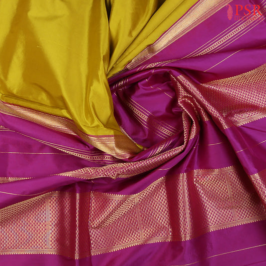 Olive Yellow Nine Yards Silk Saree