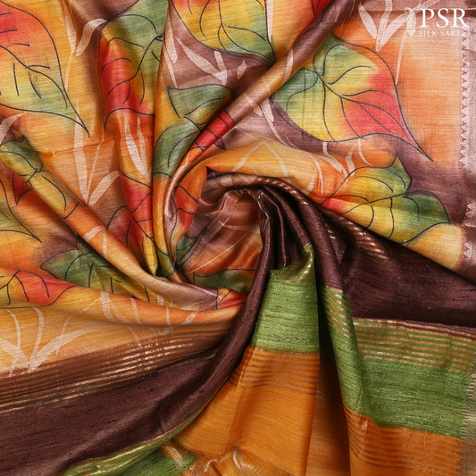 Mustard Yellow Munga Silk Saree