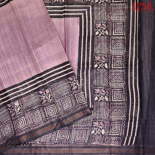 Grey & Purple Kadhi Tussar Silk Dress Material