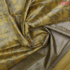 Olive Yellow Banaras Tussar Silk Saree