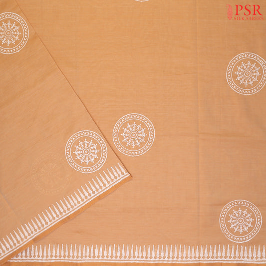 Cantaloupe Orange Poly Cotton Saree