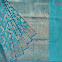 Dark Turquoise Banarasi Jute Silk Saree